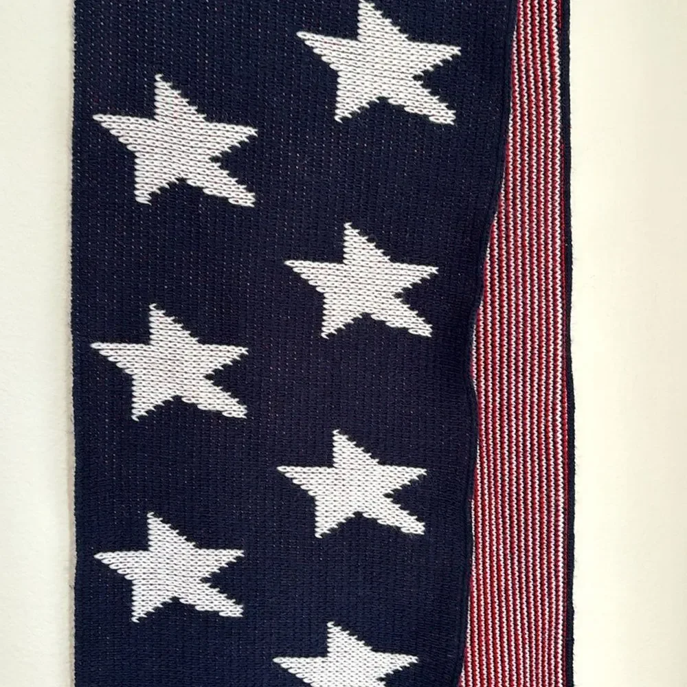 Vintage USA America knit long 70’s made in USA scarf MAGA Winter Olympics EUC!